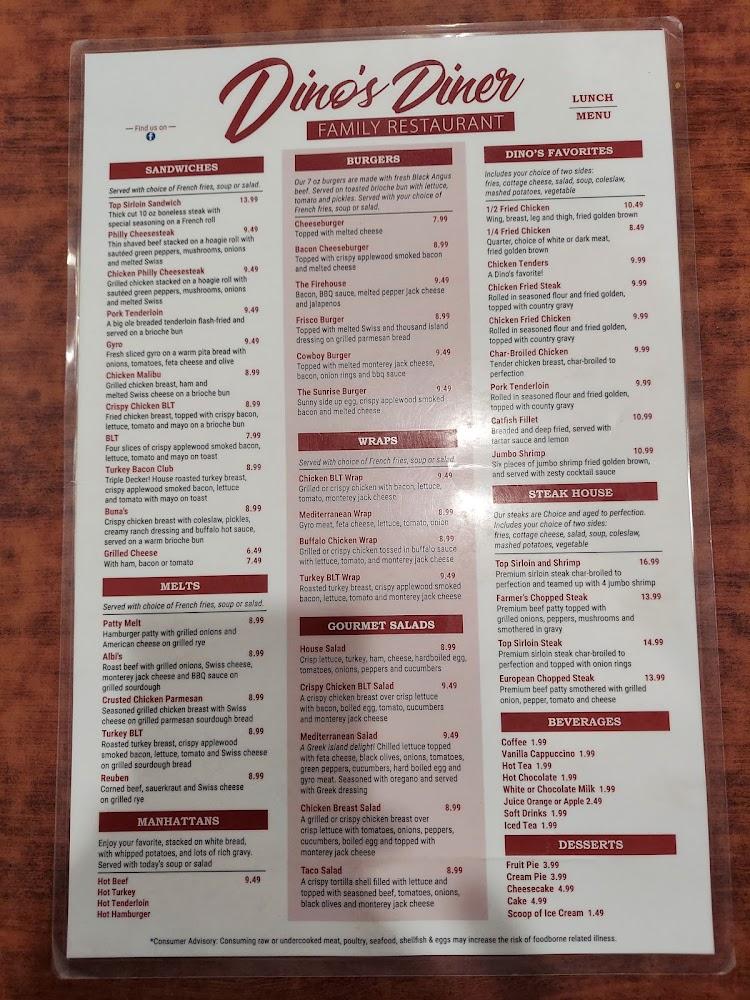 Dino's Diner Menu image 3