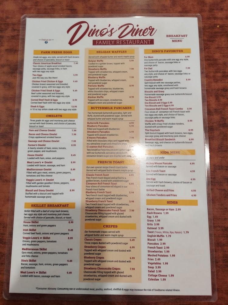 Dino's Diner Menu image 4